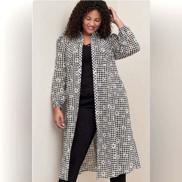 DAISY CHECK SHRT KIMONO NEW WITH TAGS                SIZE 1X  (14-16) - Picture 4 of 5